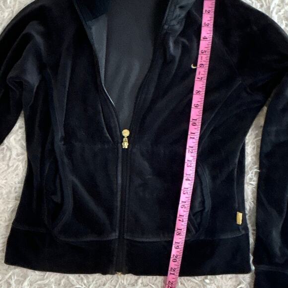 Nike Women's Size M Black Velour Zip Up Ribbed Collar Track Jacket #0611 - Picture 9 of 11
